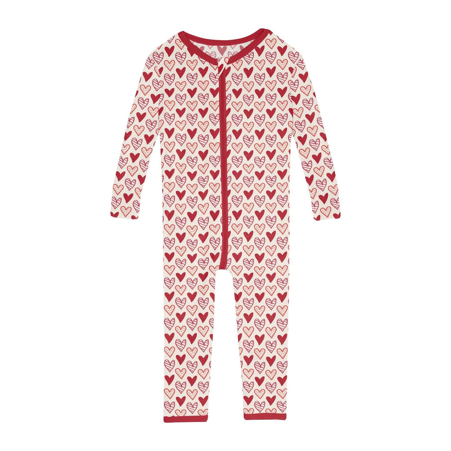 Print Convertible Sleeper with Zipper in Natural Heart Doodles