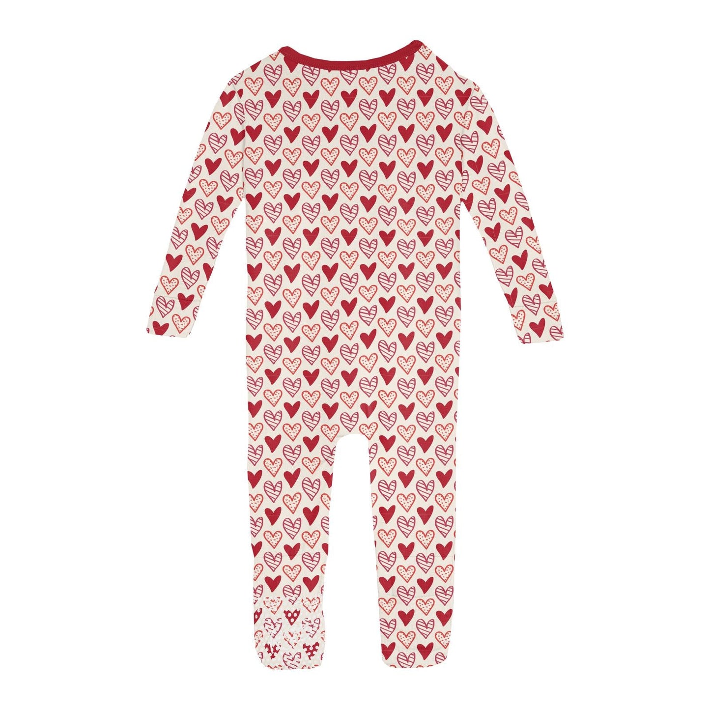 Print Convertible Sleeper with Zipper in Natural Heart Doodles