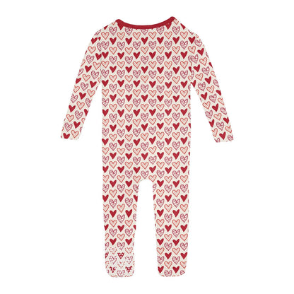 Print Convertible Sleeper with Zipper in Natural Heart Doodles