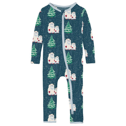 Print Coverall with 2 Way Zipper in Peacock Yeti