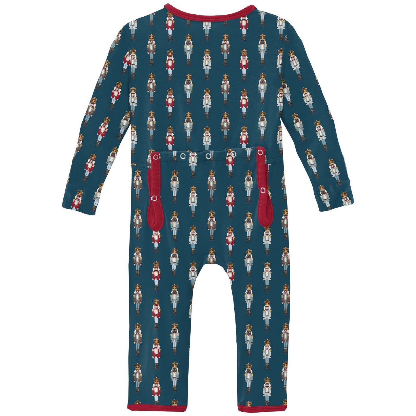 Print Coverall with 2 Way Zipper in Peacock Nutcrackers
