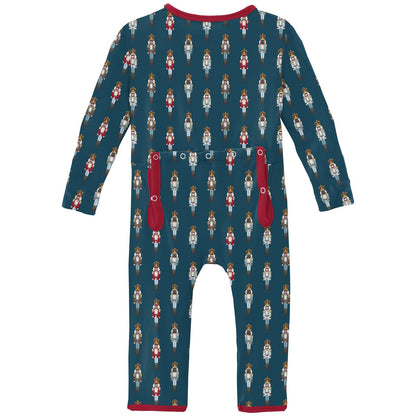 Print Coverall with 2 Way Zipper in Peacock Nutcrackers