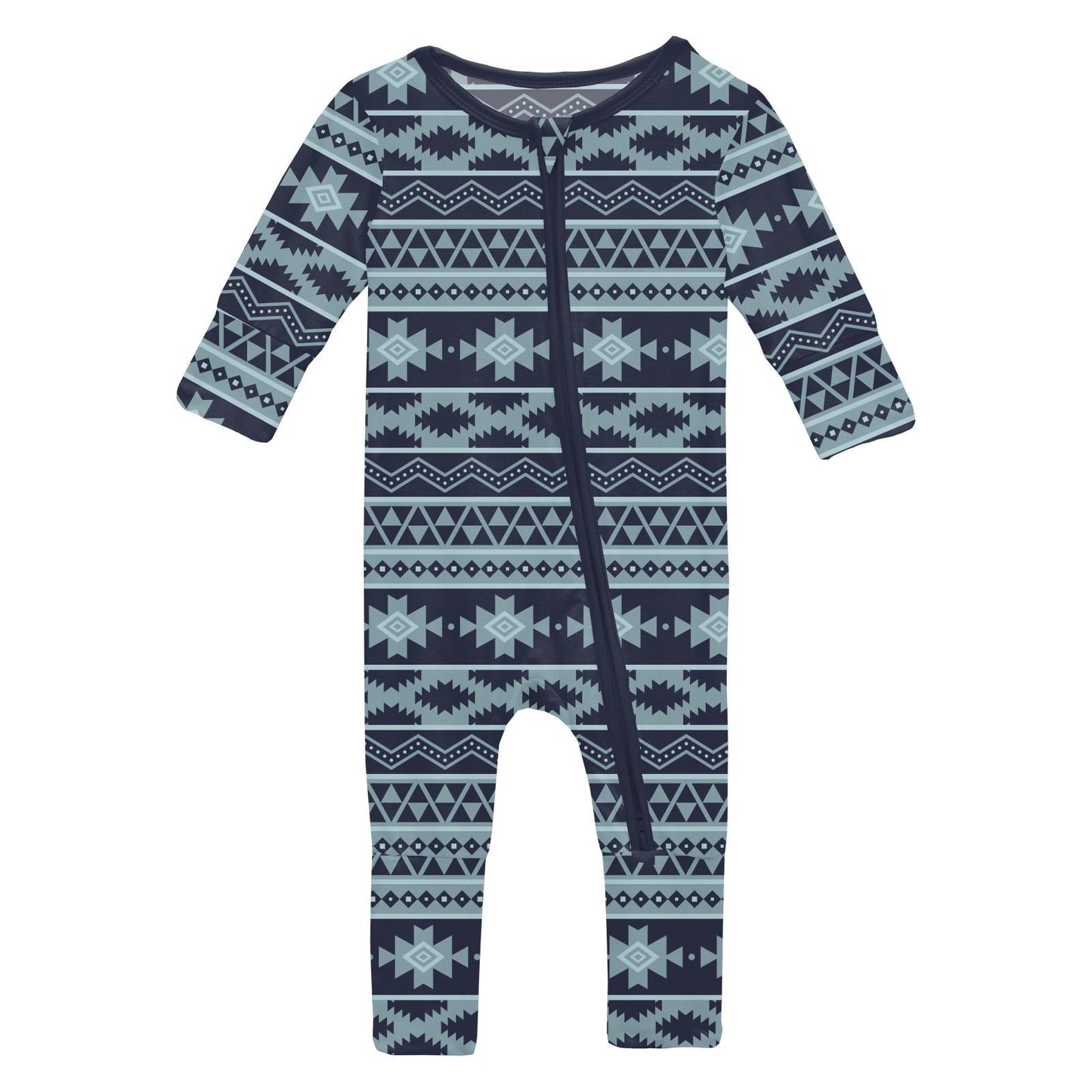 Print Convertible Coverall in Peacoat Mayan Print