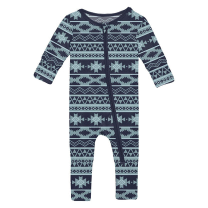 Print Convertible Coverall in Peacoat Mayan Print