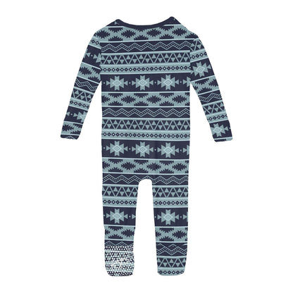 Print Convertible Coverall in Peacoat Mayan Print