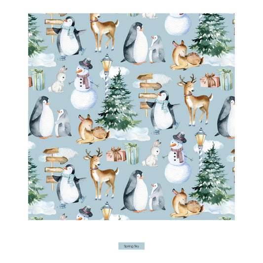 Print Bib Set of 3 in Baby Rose Arctic Animals, Chalkboard Snowflakes & Spring Sky Winter Woodland