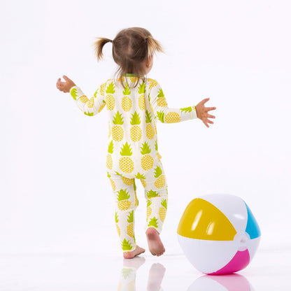 Print Swim Coverall in Natural Pineapple