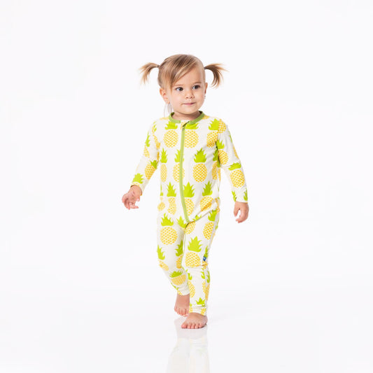 Print Swim Coverall in Natural Pineapple