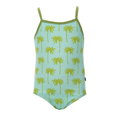 Print One-Piece Bathing Suit in Summer Sky Palm Trees