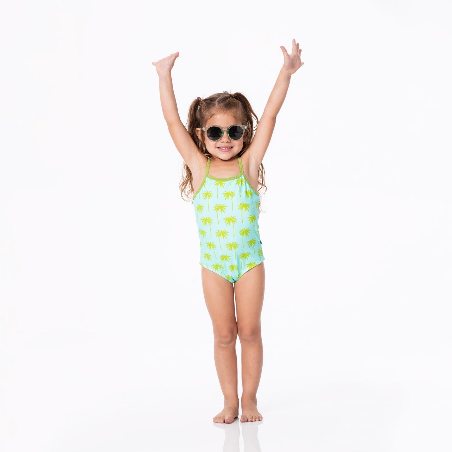 Print One-Piece Bathing Suit in Summer Sky Palm Trees