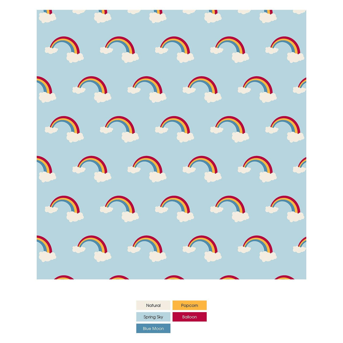 Print Footie with Zipper in Spring Sky Rainbows