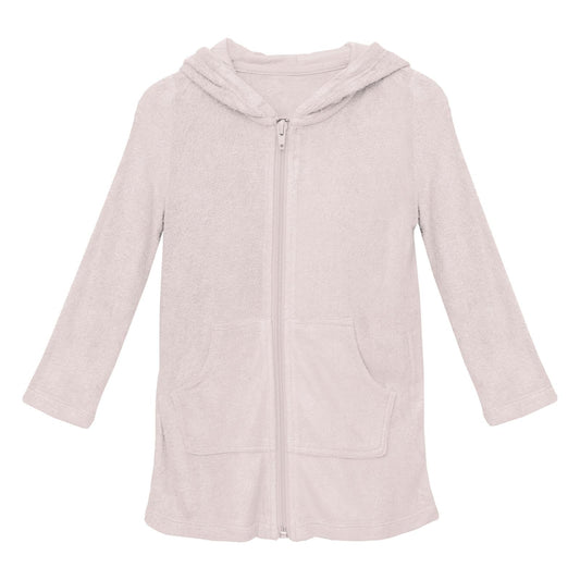 Terry Zip-Front After Swim Robe in Macaroon
