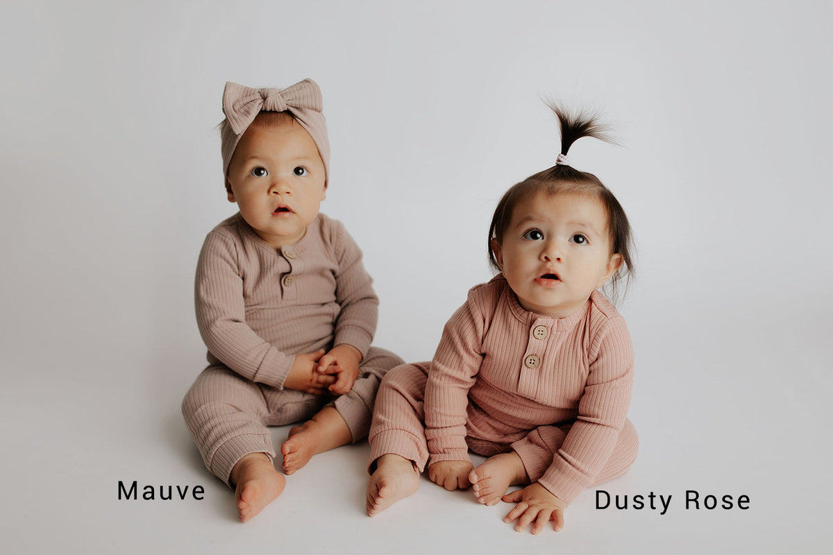 Dusty Rose Pink Baby Ribbed Playsuit with pockets