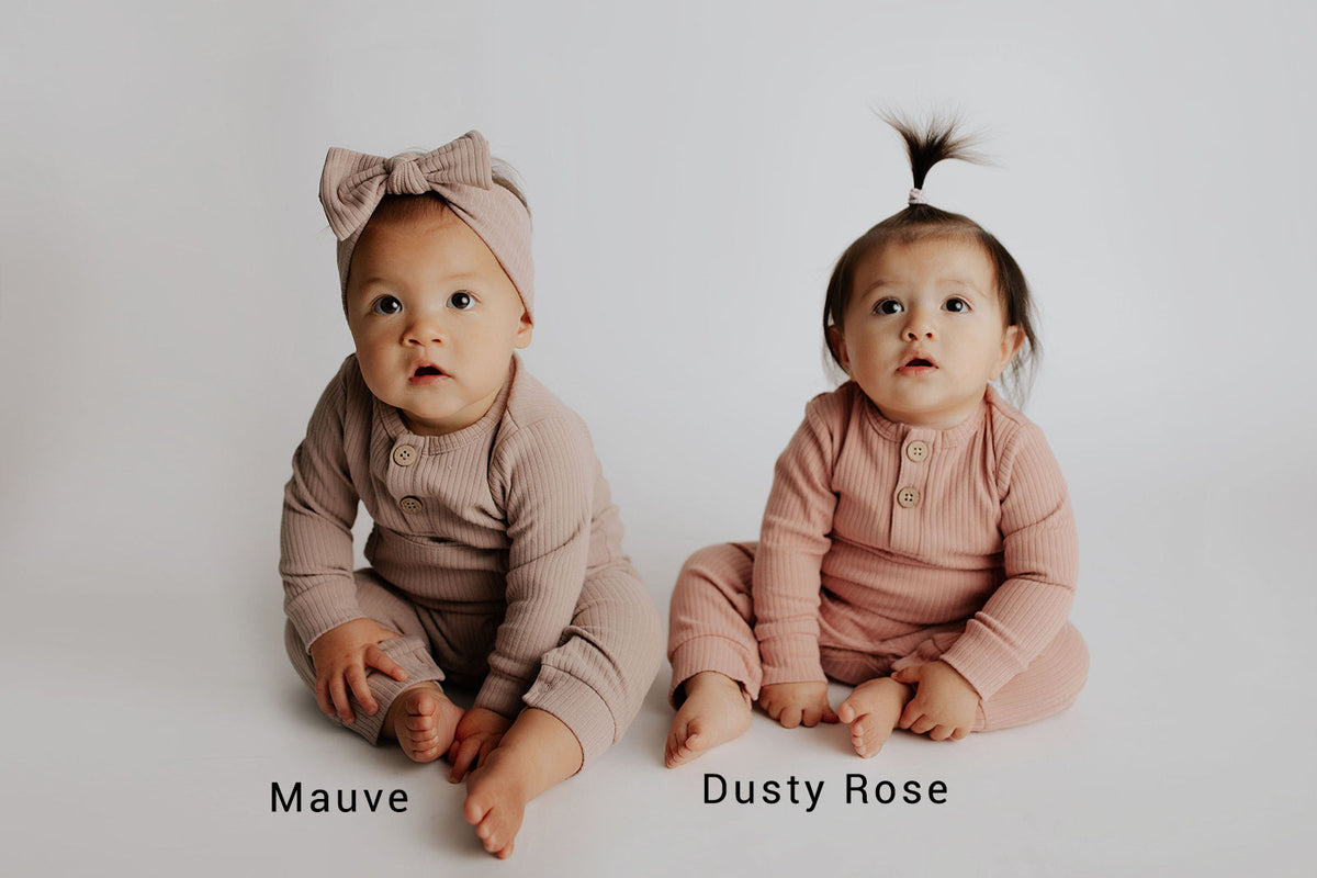 Dusty Rose Pink Baby Ribbed Playsuit with pockets
