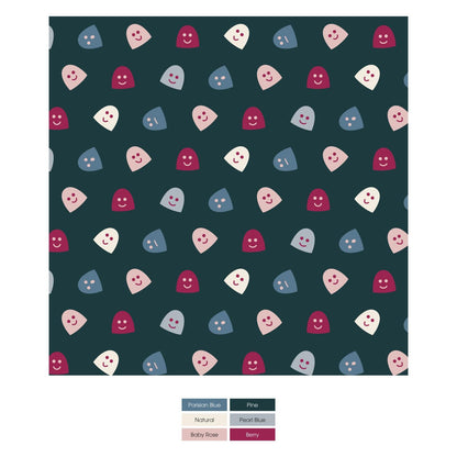 Print Fleece Kangaroo Pocket Pullover in Pine Happy Gumdrops