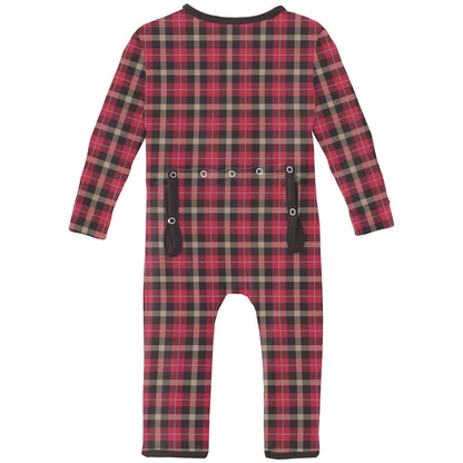 Print Coverall with 2 Way Zipper in 90's Plaid