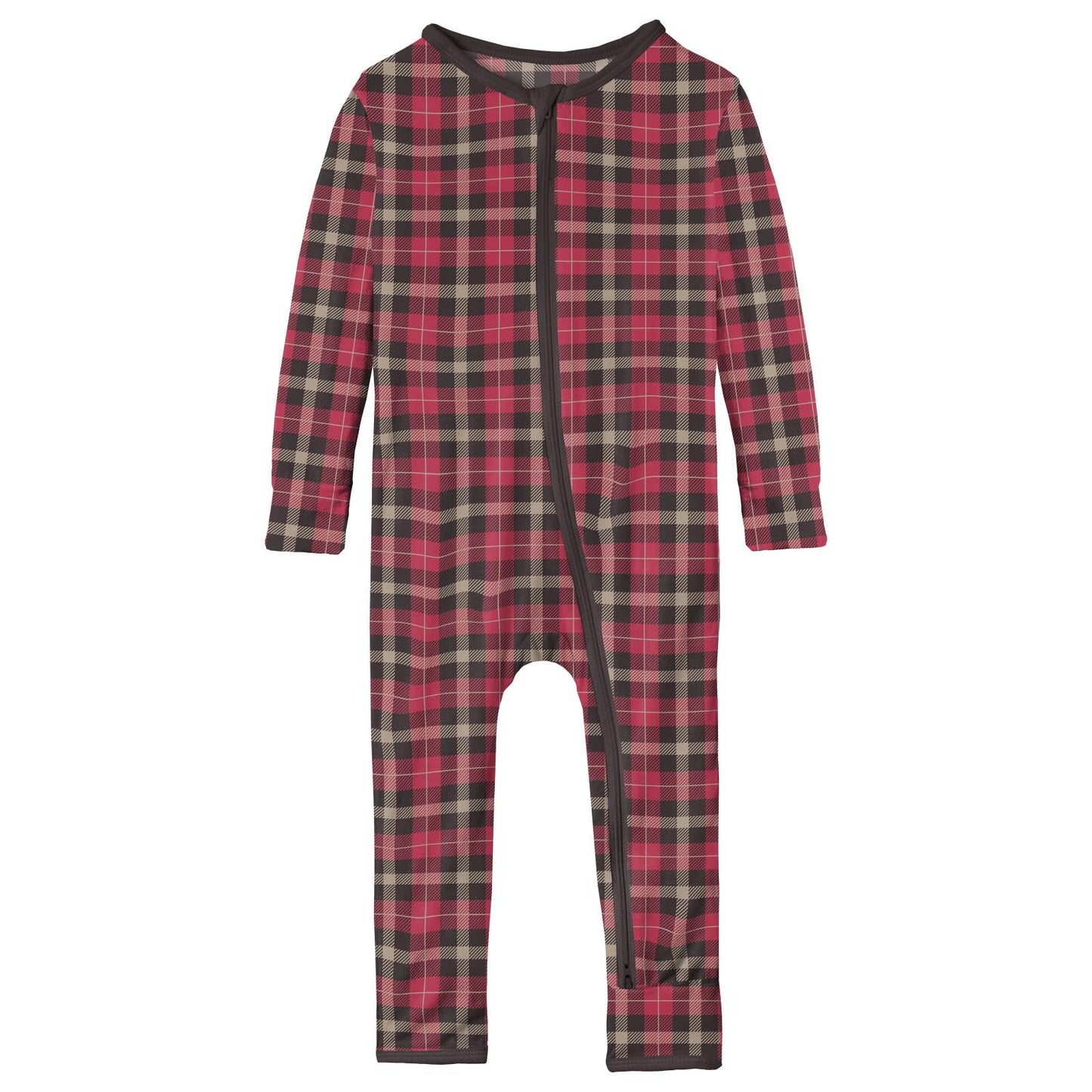 Print Coverall with 2 Way Zipper in 90's Plaid