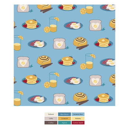 Print Convertible Sleeper with Zipper in Seaside Blue Breakfast in Bed