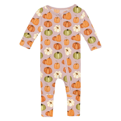 Print Convertible Coverall in Baby Rose Pumpkin Patch