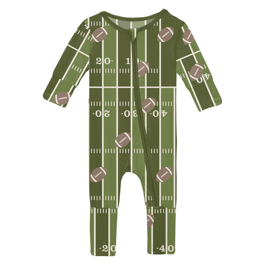 Print Convertible Coverall in Pesto Football