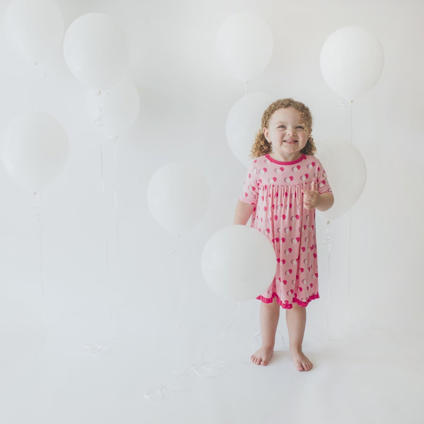 Print Short Sleeve Swing Dress in Lotus Birthday