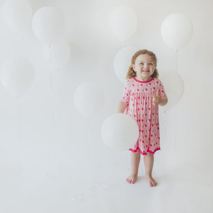 Print Short Sleeve Swing Dress in Lotus Birthday