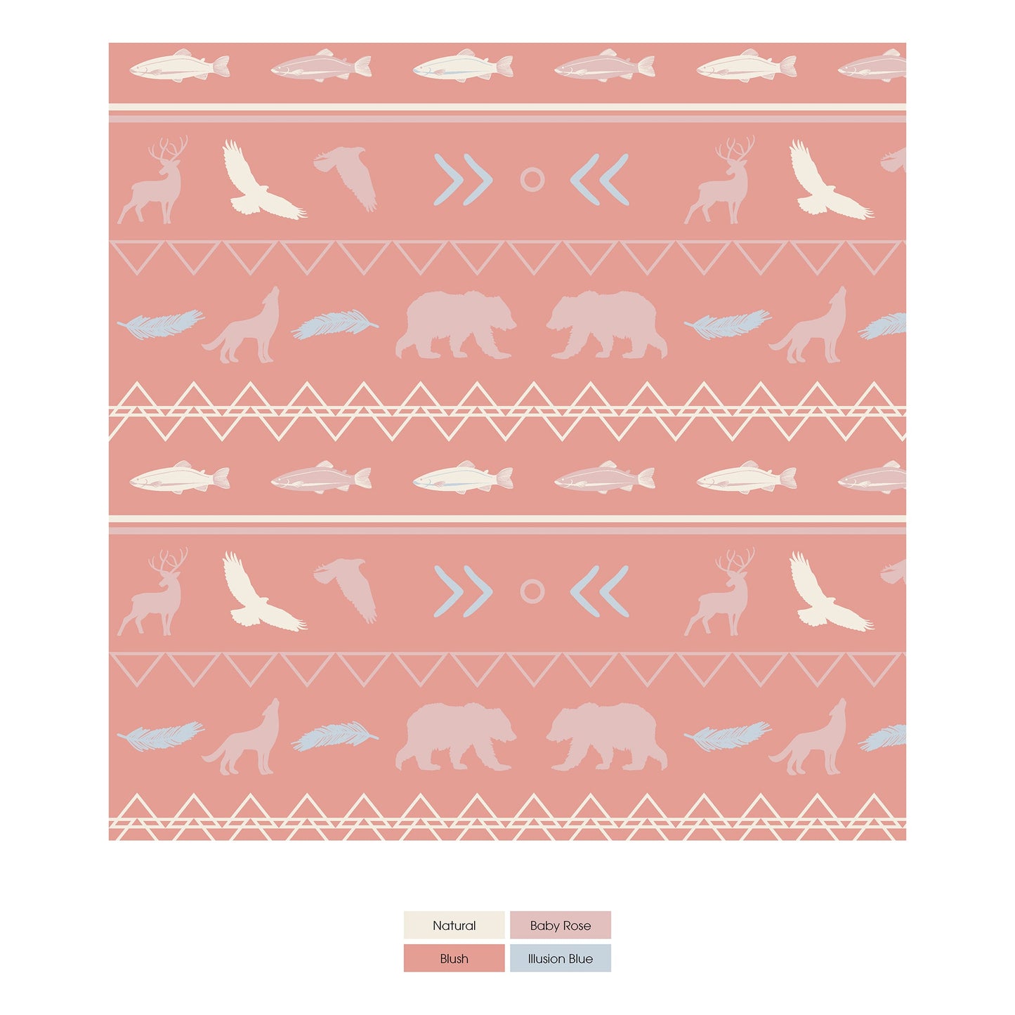 Print Coverall with 2 Way Zipper in Blush Native Tribal Lore