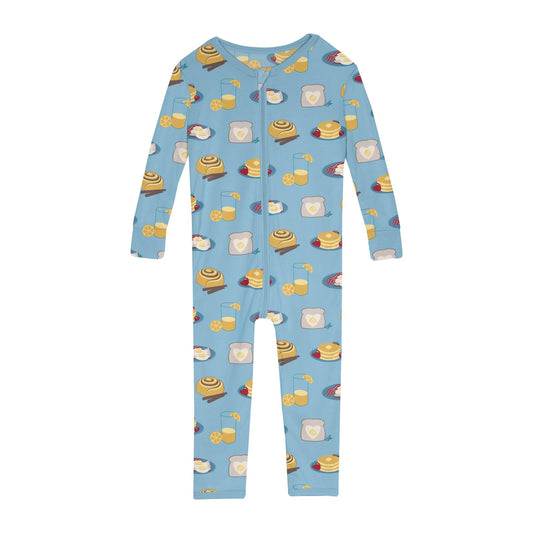 Print Convertible Sleeper with Zipper in Seaside Blue Breakfast in Bed