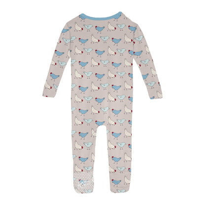 Print Convertible Sleeper with Zipper in Latte Chickens