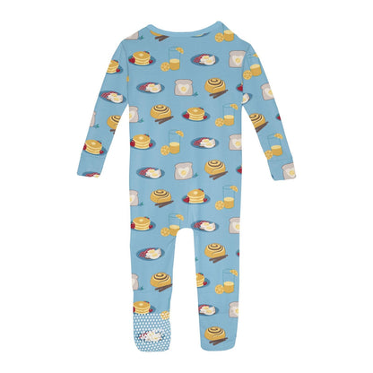 Print Convertible Sleeper with Zipper in Seaside Blue Breakfast in Bed