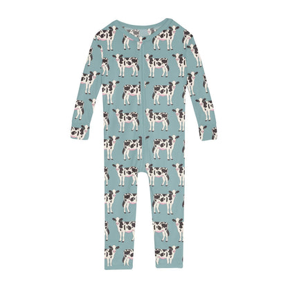 Print Convertible Sleeper with Zipper in Jade Cows