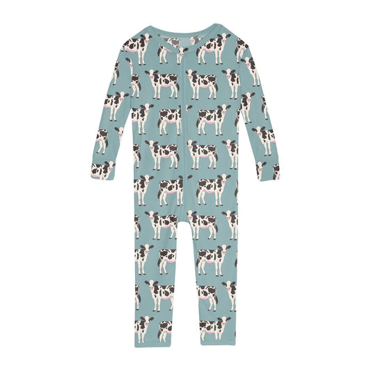 Print Convertible Sleeper with Zipper in Jade Cows
