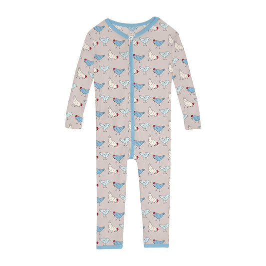 Print Convertible Sleeper with Zipper in Latte Chickens
