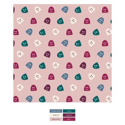 Print Coverall with 2 Way Zipper in Baby Rose Happy Gumdrops