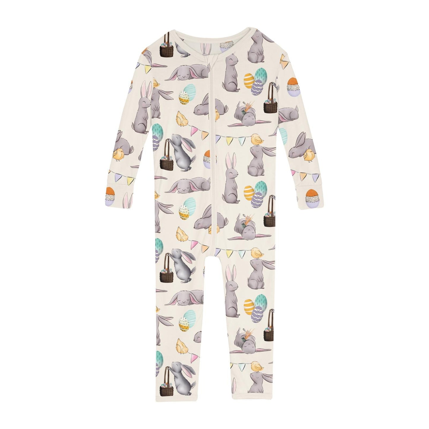 Print Convertible Sleeper with Zipper in Natural Egg Hunt
