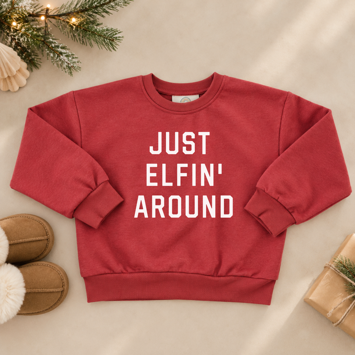 Just Elfin' Around Crewneck Sweatshirt or Romper
