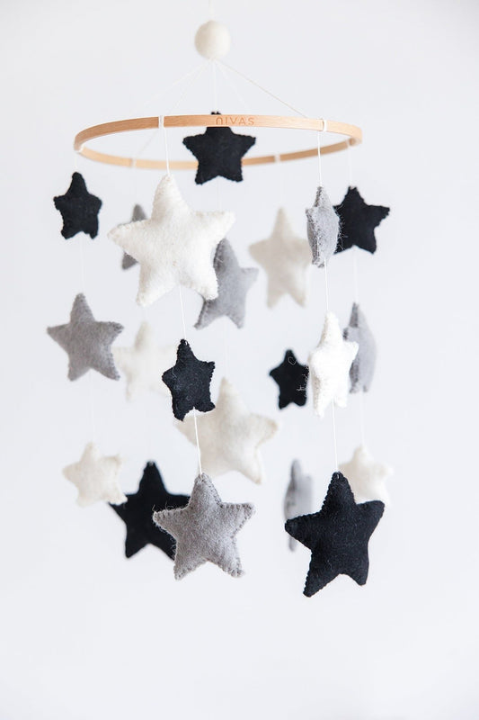 Monochrome Stars Crib Mobile