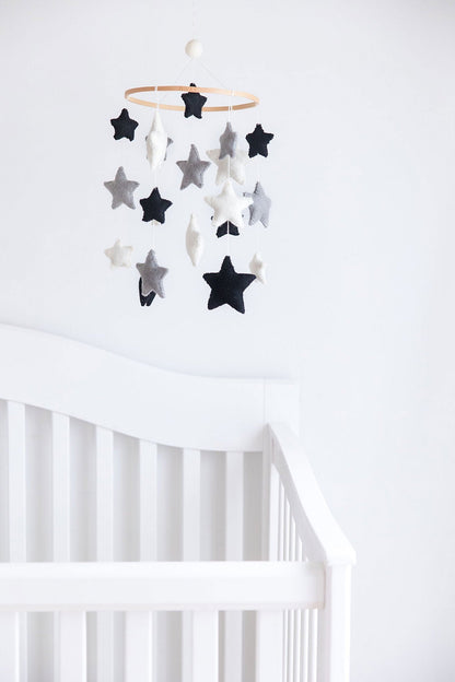Monochrome Stars Crib Mobile
