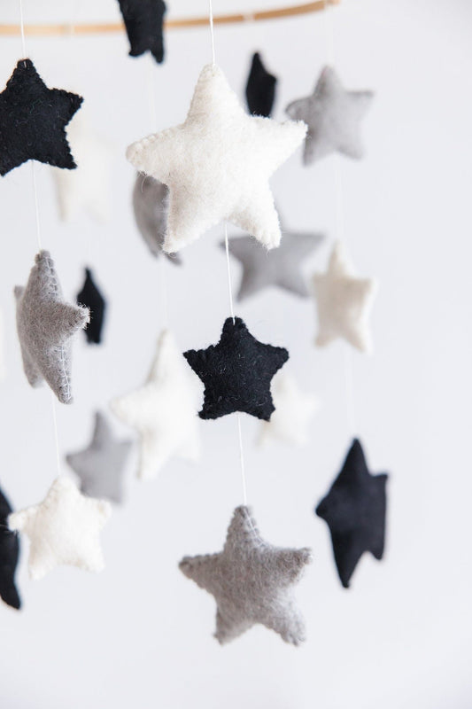 Monochrome Stars Crib Mobile