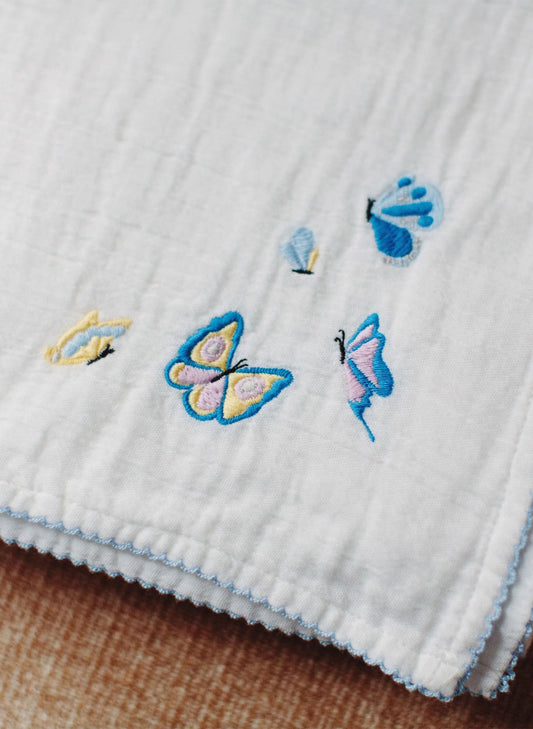 Butterfly Embroidered Shawl Blanket