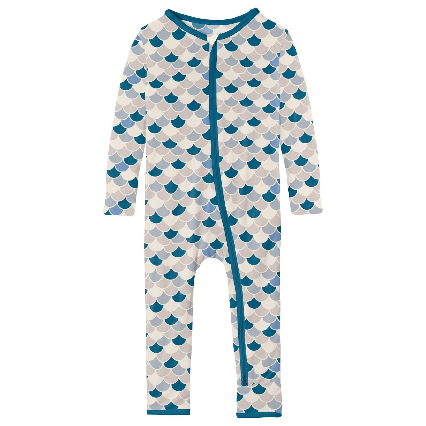 Print Coverall with 2 Way Zipper in Latte Scales