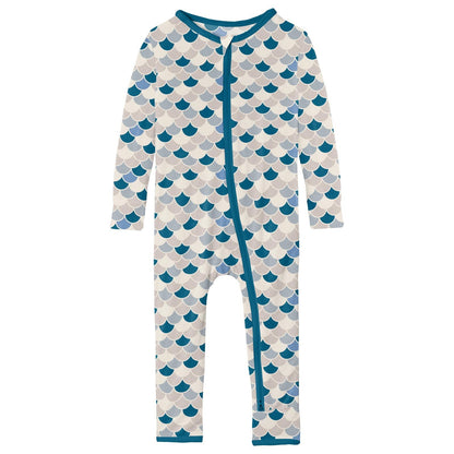 Print Coverall with 2 Way Zipper in Latte Scales