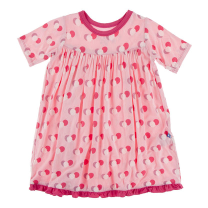 Print Short Sleeve Swing Dress in Lotus Birthday