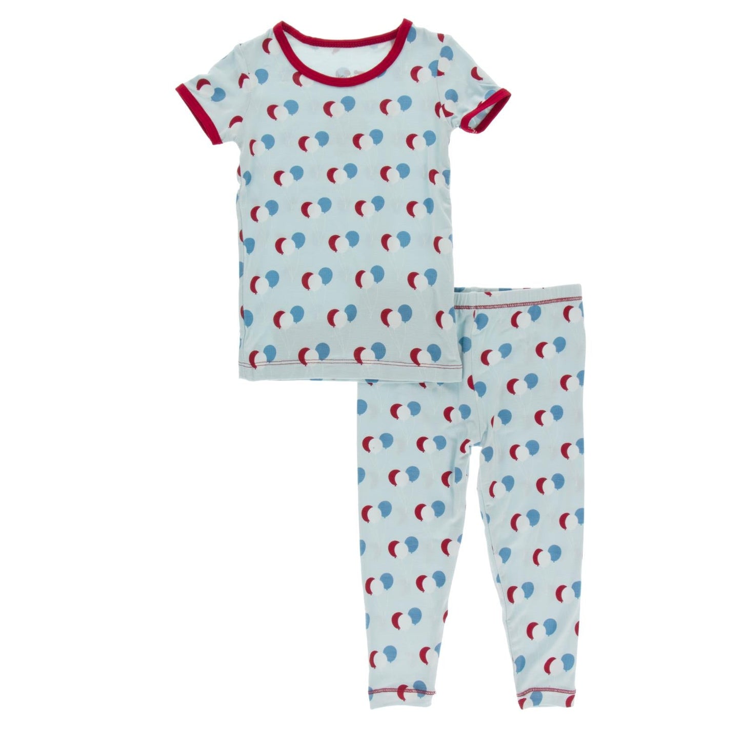 Print Short Sleeve Pajama Set in Spring Sky Birthday
