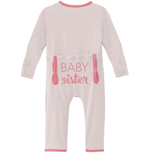Applique Coverall with Zipper in Macaroon Baby Sister