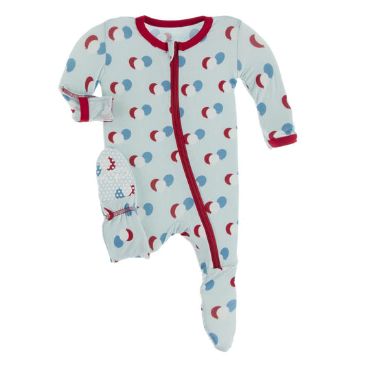 Print Footie with Zipper in Spring Sky Birthday