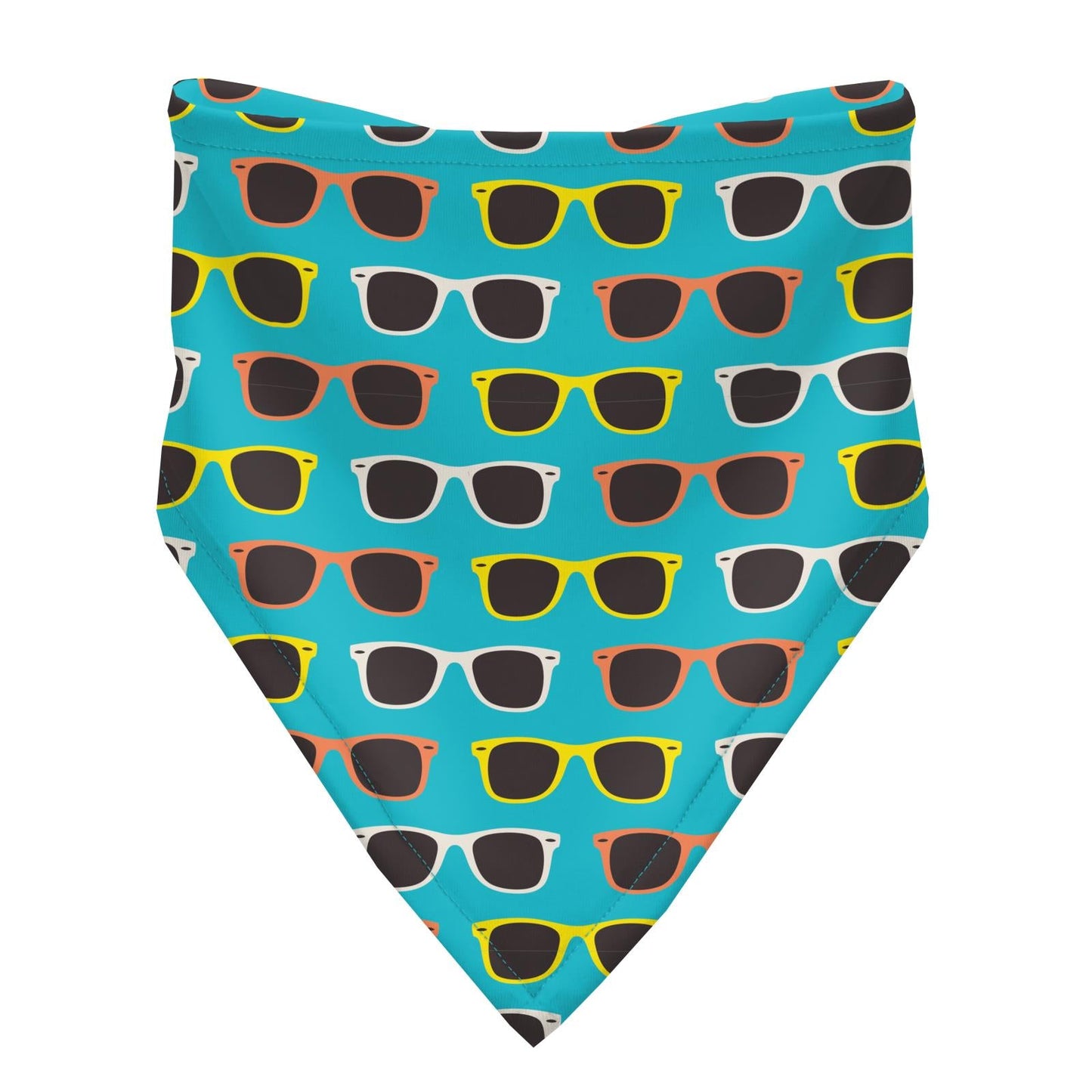 Print Bandana Bib Set of 3 in Confetti Skateboard, Cerulean Blue Palm Tree Sun & Confetti Sunglasses