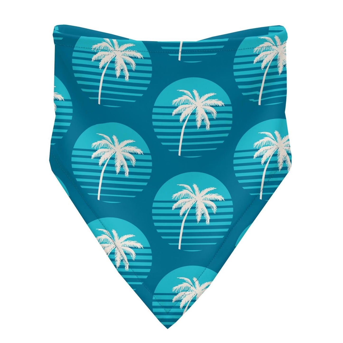 Print Bandana Bib in Cerulean Blue Palm Tree Sun