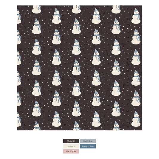 Print Aviator Hat in Midnight Tiny Snowman
