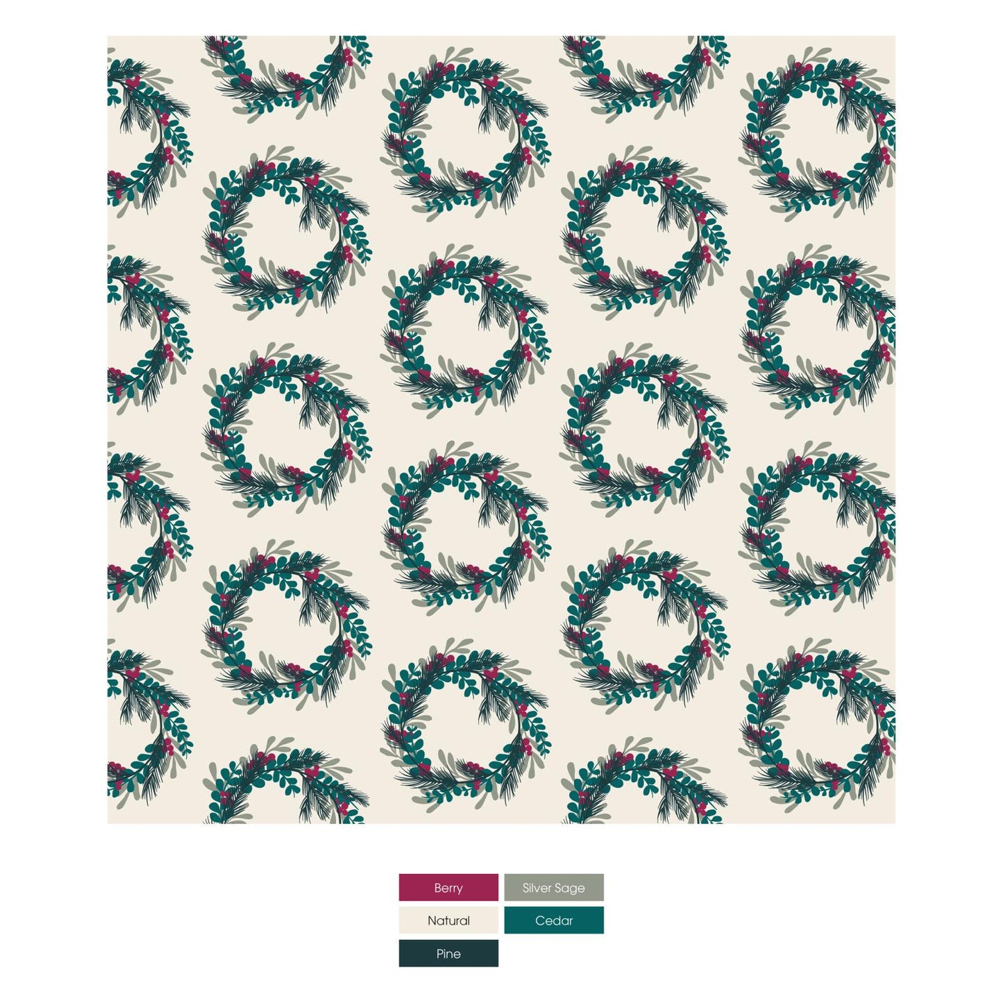 Print Knot Hat in Natural Holiday Wreath